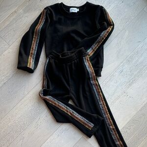 Lola and the Boys Black Tracksuit with Rainbow Stripes